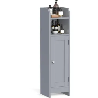 VASAGLE Toilettenschrank, Badezimmerschrank, Badschrank, schmales Badregal, verstellbare Ablagen, platzsparend, einfache Montage, mystisches Grau, BBC310P36