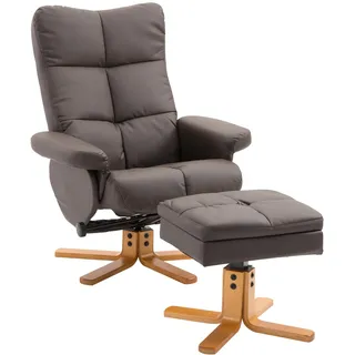 Homcom Relaxsessel Kunstleder 86 x 99 x 80 cm Braun mit Hocker