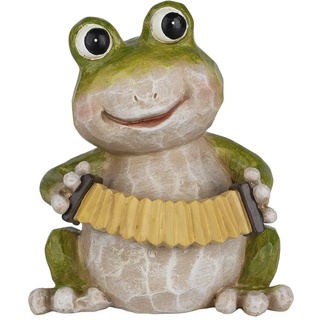 Ideen mit Herz | Deko-Frosch mit Akkordeon | Figur für das Zuhause oder den Garten | Dekoration für die Terrasse | drinnen & draußen | 13,5cm hoch, 11,5cm breit