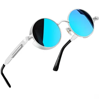 Joopin Steampunk Runde Sonnenbrille Herren Damen Hippie Retro Brille UV400