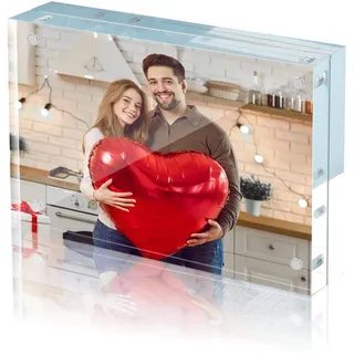 HOUSE DAY Acryl Bilderrahmen 10 x 15 cm, A6 Rahmenloser Bilderrahmen, Fotorahmen 4 x 6“, Magnet Schweberahmen, Klarer Doppelseitiger Glasbilderrahmen mit Mikrofasertuch,20mm Thicker, 1 Packung