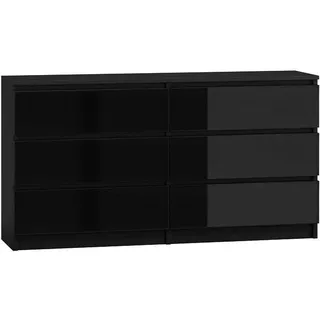 Kommode mit 6 Schubladen Sideboard schwarz Hochglanz Anrichte holz 140cm - schwarz Hochglanz - 138 cm X 77 cm X 77cm