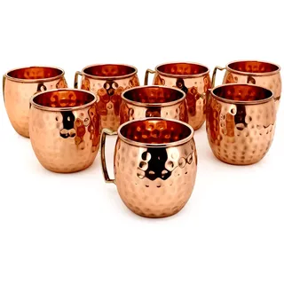 Zap Impex Moscow Mule Kupferbecher – Set mit 8 – 100% handgefertigten Bechern aus reinem massivem Kupfer in Lebensmittelqualität – 16 oz hochwertiges Cocktail-Kupferglas