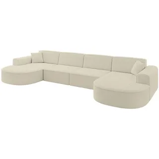 altdecor Ecksofa in U-Form Mari-U2 - 388x171x79,5 cm Beige - Corner Sofa Bett Eckcouch Couch L-Form Wohnlandschaft Cauchsofa - milchig