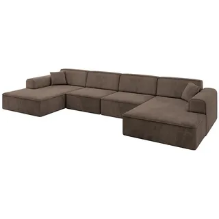 altdecor Eckcouch Samt 6-Sitzer Braun