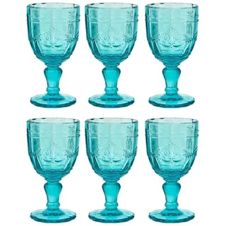 Butlers Weingläser (6er Set) Victorian 230 ml , Türkis , Glas , Gläser, Weingläser