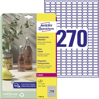 Avery Zweckform transparente Etiketten 17,8x10 mm 25 Blatt