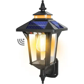 COLBOR Solarlampe für Außen, Vintage Solar Wandleuchte mit Bewegungsmelder & 4-Seitiges Solarpanel 3 Modi IP65 Wasserdicht für Garten Zaun Garage, Solarlampe-Außen-Bewegungsmelder-LED-Solarleuchte