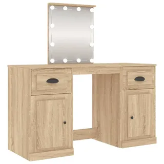 vidaXL Schminktisch mit LED-Leuchten Sonoma-Eiche 130x50x132,5 cm - Braun
