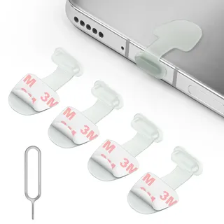 AXFEE USB C Schutzkappe, 4 Stück Typ C Staubstecker mit Entfernbarem Kleber, Silikon USB C Abdeckung, Staubschutzstecker Phone Schützt Kompatibel mit Typ-C Handy Tablet, Samsung Xiaomi(Fluoreszenz)