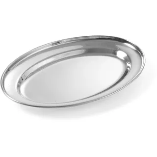 HENDI Serviertablett, oval, Catering, Sandwichplatte, Tablett, Edelstahl, 350x240x(H) 25mm, Edelstahl