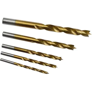 5 tlg. Kohlenstoffstahl Holzbohrerset Ø 4-10 mm mit TIN Beschichtung