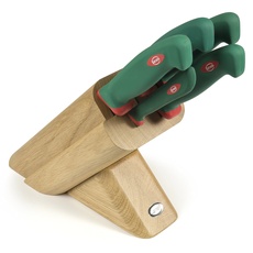 Sanelli 931605 Messerblock Leck, Holz, grün/rot, 5 Stück