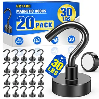 Grtard 10 kg Magnethaken, starker Neodym-Magnethaken, robust, für Zuhause, Küche, Arbeitsplatz, Büro und Garage, 20 Stück