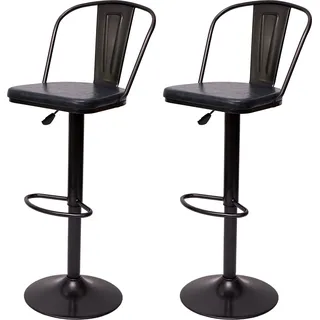 2er-Set Barhocker HWC-H10a, Tresenhocker Barstuhl, höhenverstellbar drehbar Industrial Kunstleder Metall  vintage grau - Grau