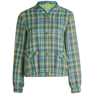 Jackenblazer CARTOON "Blazer-Jacke kariert", Damen, Gr. 38, bunt (grün, blau), Obermaterial: 67% Baumwolle CO. 33% Polyester PES., Blazer Jackenblazer