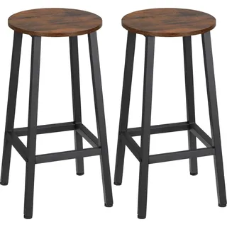 2er-Set - Barhocker für Küche - Sitzhöhe 65 cm - Stahlbeine - Sitzfläche 32,5×32,5 cm - Melamin Holzoptik - Modern Minimalistisch - Schokoladenbraun