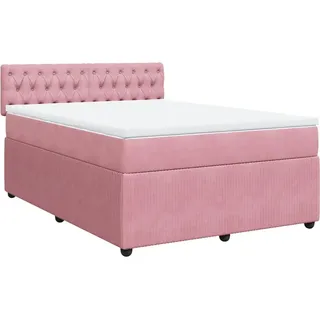 vidaXL Boxspringbett mit Matratze Rosa 140x200 cm Samt - Rosa