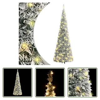 The Living Store Pop-Up-Weihnachtsbaum Künstlich Beschneit 200 LEDs 210 cm - Weiß