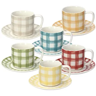 Tognana Caledonia, Set aus 6 Teetassen mit Untertasse, new bone china, mehrfarbig