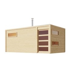 KARIBU Sauna »Hygge«, (Außenmaß) BxHxL: 508 x 210 x 276 cm, 3-Sitzplätze - beige