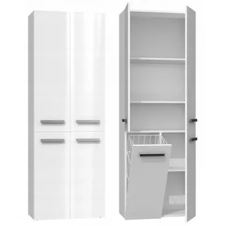 Badschrank Nel Badezimmerschrank Hochschrank Schrank 60 cm Weiss Hochglanz - weiß - 60 cm X 174 cm X 174 cm