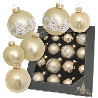 Christbaumschmuck KREBS GLAS LAUSCHA "Kugelsortiment", gold, B:8cm H:29cm T:29cm, Glas, Weihnachtsbaumschmuck, Christbaumschmuck, Christbaumschmuck aus Glas, Christbaumkugeln