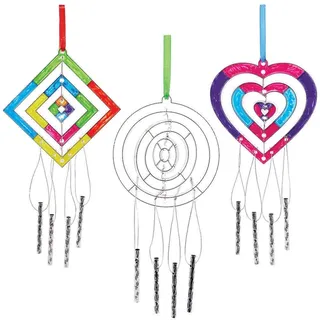 Baker Ross FE546 Spiral Windspiel Sonnenfänger - 3er Pack, Musikalisches Windspiel mit Metalglocken Bastelset für Kinder zum Anmalen und Dekorieren