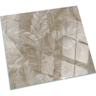 Blatt mit subtilen Mustern – Glasbodenplatte für – Kaminofen – Kaminplatte Glas – Schutzglas – Funkenschutzplatte –Glasbodenplatte Feuerfeste – Hitzeschutzplatte – Bodenschutz aus Glas – 50x50 cm