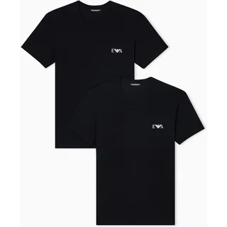 Emporio Armani Man's Bold Monogram 2-Pack Crew Neck T-Shirt, Schwarz, L, tailliert, schwarz/schwarz, L