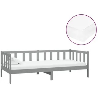vidaXL Tagesbett mit Matratze 90x200 cm Grau Kiefer Massivholz - Grau