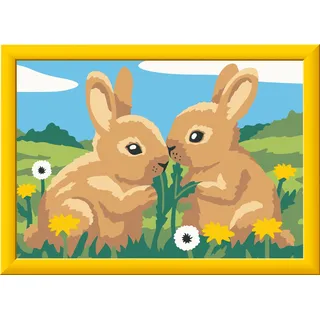 Ravensburger CreArt 12023124 - Hasenfreunde - Malen nach Zahlen für Kinder ab 7 Jahren, Malset mit Rahmen, Pinsel und Acrylfarben, Geschenk für Mädchen und Jungen