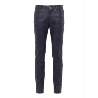 5-Pocket-Hose RICANO "Lederhose PND (Stretch)", Damen, Gr. S, Länge 34, schwarz (blau), Obermaterial: 100% Lammnappaleder LANA., figurbetont, Hosen 5-Pocket-Hose, Handgefertigt aus echtem Leder