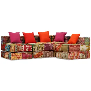 vidaXL 4-Sitzer Modularer Pouf Patchwork Stoff