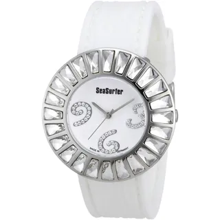 Sea Surfer Damenuhr Edelstahl Zirkonia Kautschukband weiß 7781.4020