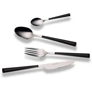 ECHTWERK Besteck Set "Basic" mit Kunststoffgriffen, Campingbesteck, Picknickbesteck, leichtes Reisebesteck, Outdoor-Besteck für Grillen im Freien, 16-teilig, bis zu 4 Personen, Edelstahl 18/0, Schwarz