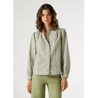 Pepe Jeans für Damen. PL3051402 Bluse Aliya grünes Hemd (S), Lässig, Baumwolle, Klassisch, Langarm