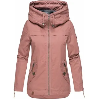 Navahoo Damen Jacke Frühling Herbst Übergangsjacke Print Parka Mantel Kapuze Wekoo Rose Gr: 36 - S - Rosa