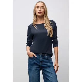STREET ONE Damen 3228737 Basic Langarmshirt, deep Blue, 38