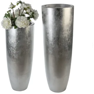 Gilde Dekoschale Pflanzgefäß Konus silber, wasserdicht H. 90 cm,79360 - Silber