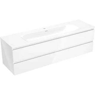 Mexen Orio Badezimmerschrank 160 cm mit Waschbecken Vela, 2 Schubladen, Weiß Hochglanz - 91A10-16047-2-BFF00-W23M00 - Weiß