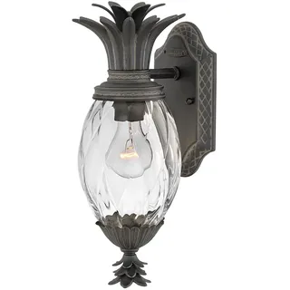 Außenwandleuchte Schwarz H: 54 Cm Glas Aluminium IP44 E27 Ananas Design