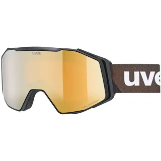 Uvex gravity FM - Skibrille für Damen und Herren - mit Visier - verspiegelt - black matt, mirror gold one size