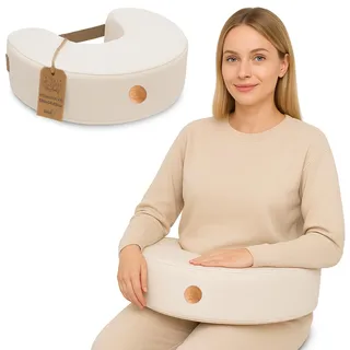 Stillkissen XXL Lagerungskissen für Baby Stillen Nursing Pillow - Schwangerschaftskissen Stillmond Breastfeeding Mond und Kinder Stillhörnchen mit Memory Foam Beige