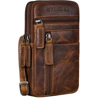 STILORD Asher Leder Brustbeutel Herren Vintage Gürteltasche Crossbody Bag Handytasche zum Umhängen Kleine Brusttasche stylish für Handy Pass Reisebörse Männer Echtleder Farbe:luino - braun