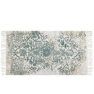 Beliani Vintage-Teppich Boyali 150/80 cm , Beige , Naturmaterialen , Orientalisch , Rechteckig , 80x150 cm , Teppiche und Böden, Teppiche, Vintageteppiche