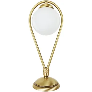 Licht-Erlebnisse Tischleuchte Regina Jugendstil H: 38 cm Messing E14 Bronze Weiß