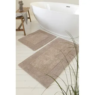 Badematte WECON HOME BASICS "Finn", beige, H:15mm, Baumwolle, Badematten, Badematte, waschbar, robust, saugfähig, pflegeleicht, Baumwolle, Hoch-Tief-Effekt