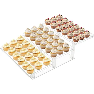 Fhmidic 3 Etagen Cupcake Ständer, Acryl Etagere 3-stöckig Cupcake Turm Ständer für 50 Cupcakes, Cupcake Halter Dessert-Gebäckturm Obst Muffinständer für Hochzeiten Geburtstage Mottoparty Baby-Shower
