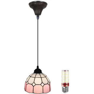 Hängeleuchten, 8 zoll Tiffany Pendant light, Glas Pendelleuchte, Einstellbare Höhe, Esszimmerlampe hängend, für Hängelampe Wohnzimmer, küche, Esstisch, Rosa Pendelleuchte, Deckenlampe Hängend